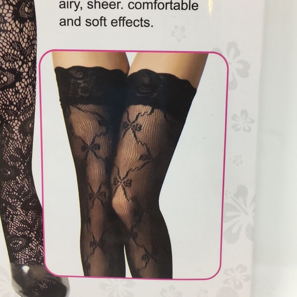 NWT BEILEISI BLACK HOSE Bow print - Picture 2 of 3